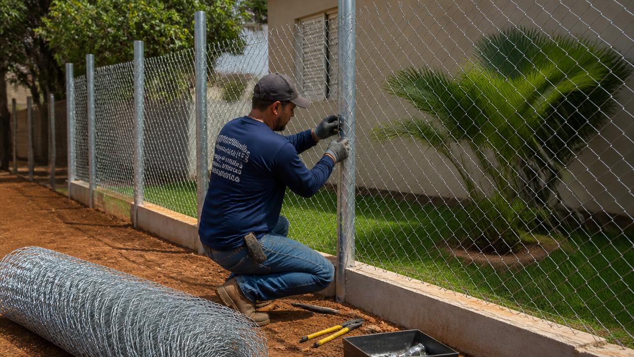Cercamento residencial executado com tela soldada galvanizada